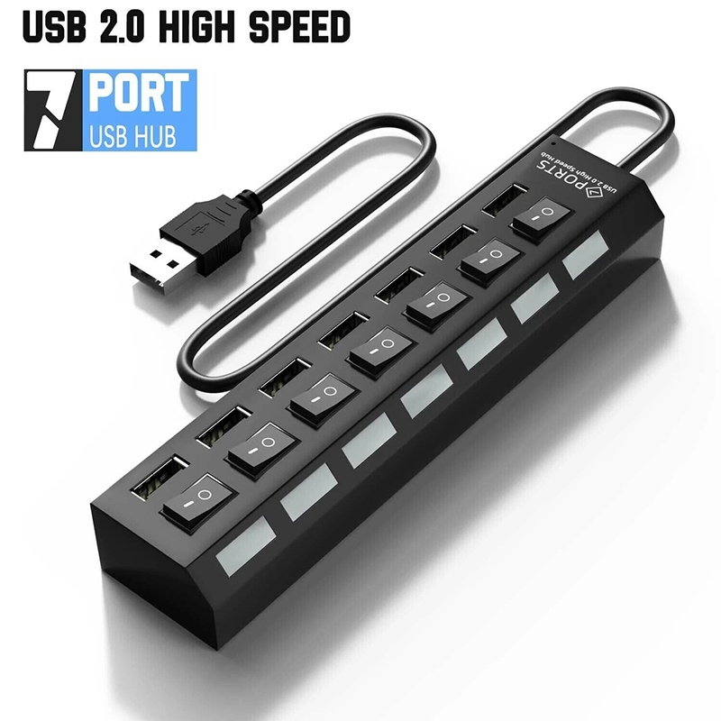 Laptop Accessories Hub - 7-in-1 USB 3.0 Hub Multi-USB-Splitter-Hub USB-Stromadapter