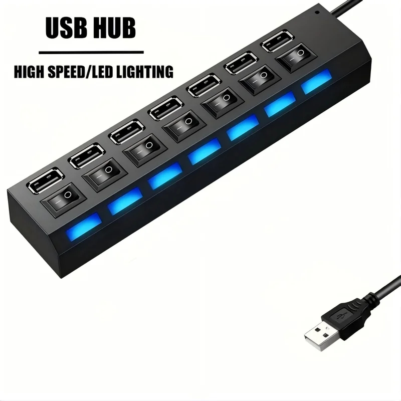 Laptop Accessories Hub - 7-Port USB 2.0 Hub mit LED,