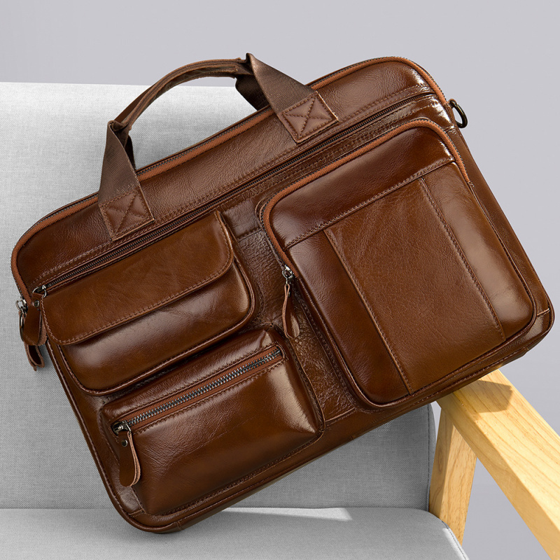 Laptop Accessories Travel Case - Geschäftsreise-Handtasche aus echtem Leder, Umhängetasche aus