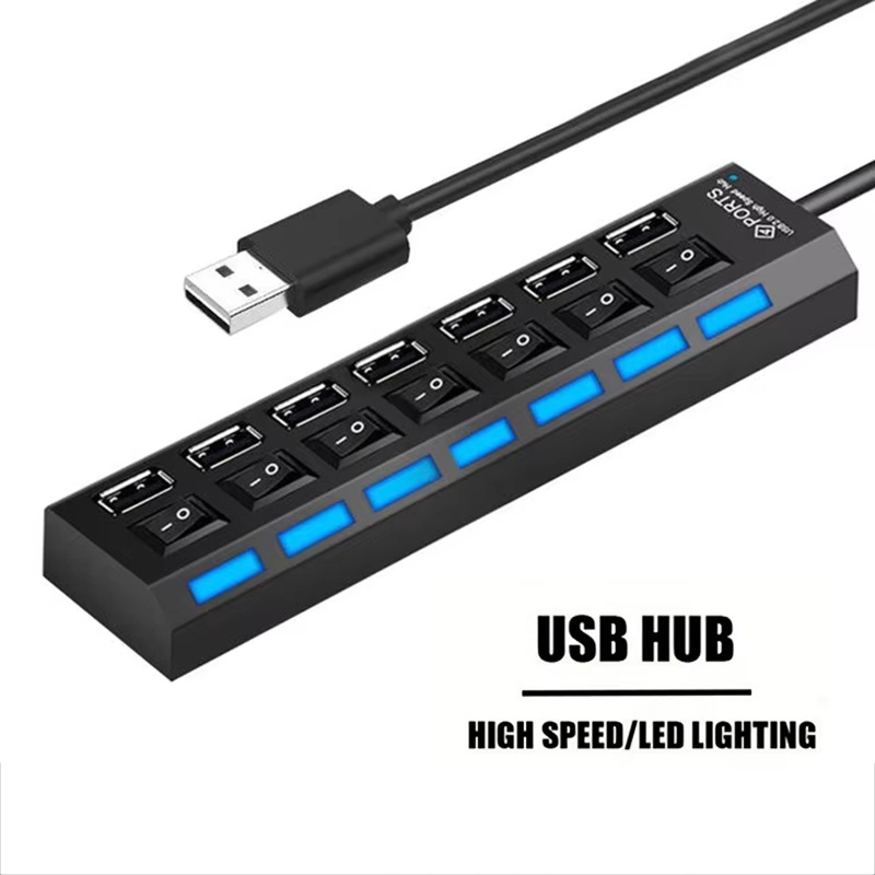 Laptop Accessories Hub - 7-Port-USB-2.0-Hub-Splitter für Laptop-Computerzubehör, Multi-Port-Hochgeschwindigkeits-Datenübertragung, Büro- und