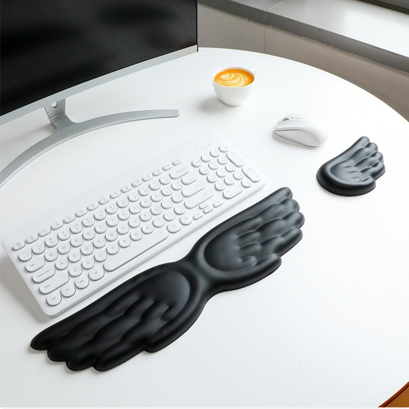 Laptop Accessories Distributor - Tastatur-Maus-Handgelenkauflage, Engelsflügel, Memory-Schaum-Mauspad-Set, Handgelenkstütze, ergonomisch, rutschfest,