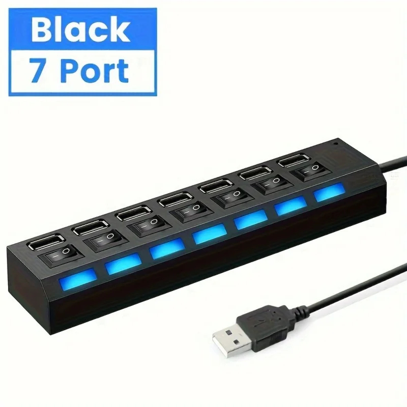 7-Port USB 2.0 Hub mit LED, 5  – Laptop Accessories Hub Bewertung und Preis